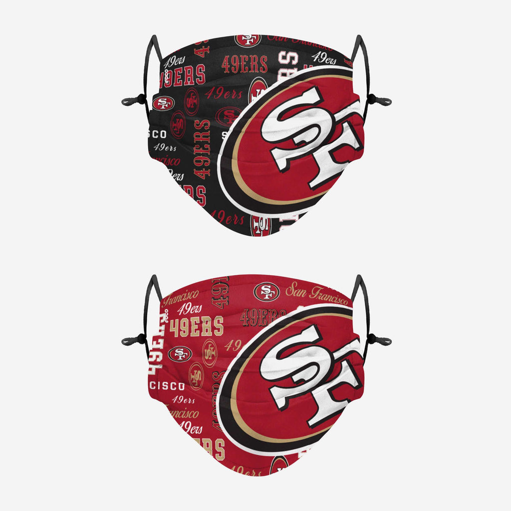 San Francisco 49ers Logo Rush Adjustable 2 Pack Face Cover FOCO - FOCO.com