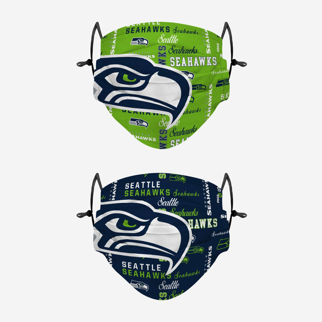 Seattle Seahawks Logo Rush Adjustable 2 Pack Face Cover FOCO - FOCO.com