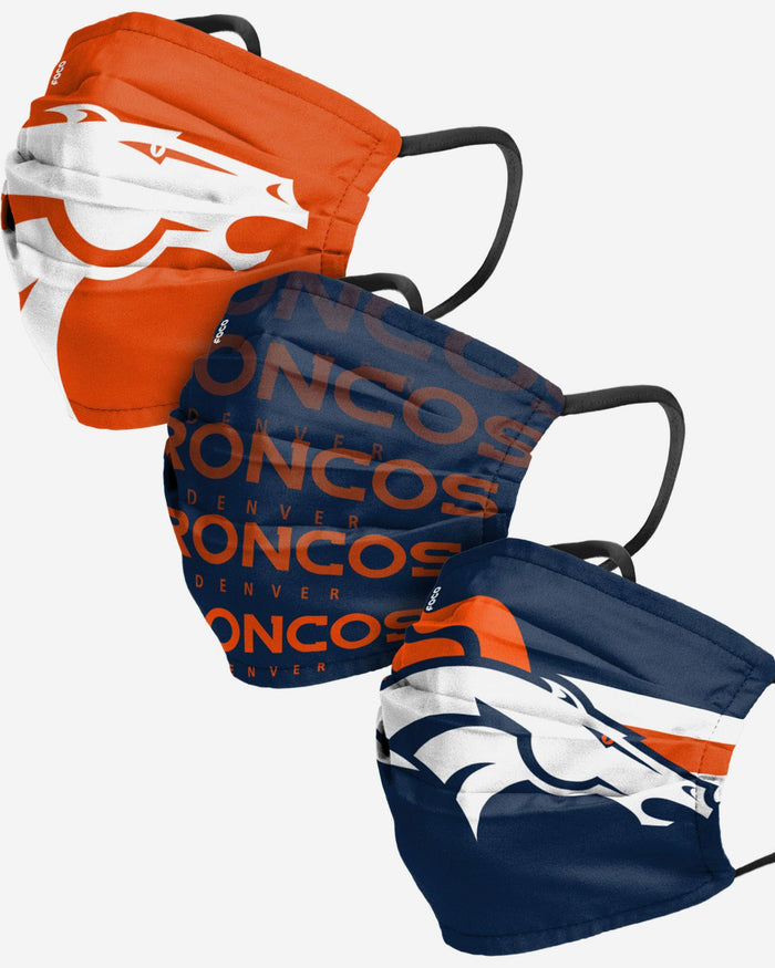 Denver Broncos Matchday 3 Pack Face Cover FOCO Adult - FOCO.com