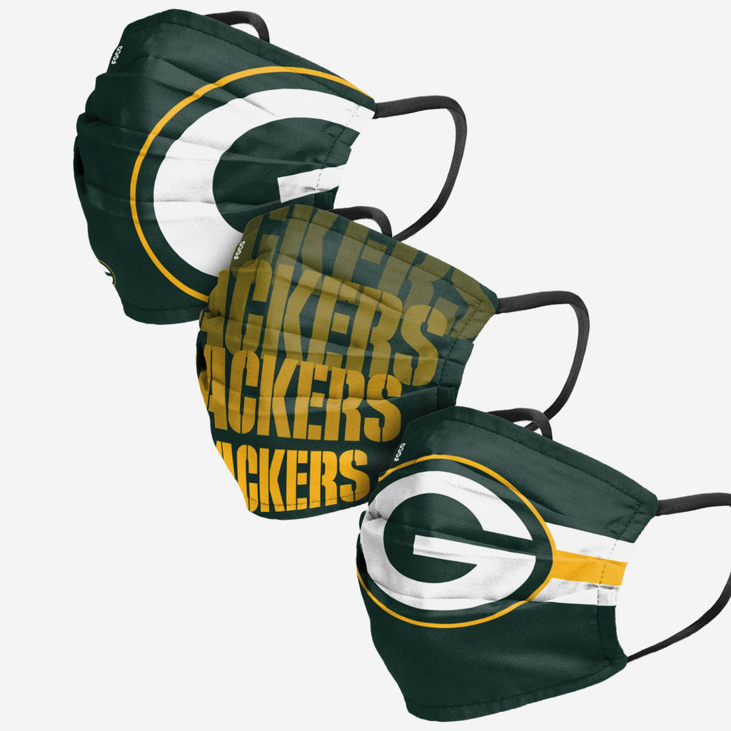 Green Bay Packers Matchday 3 Pack Face Cover FOCO Adult - FOCO.com