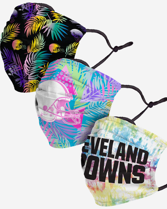 Cleveland Browns Neon Floral 3 Pack Face Cover FOCO - FOCO.com