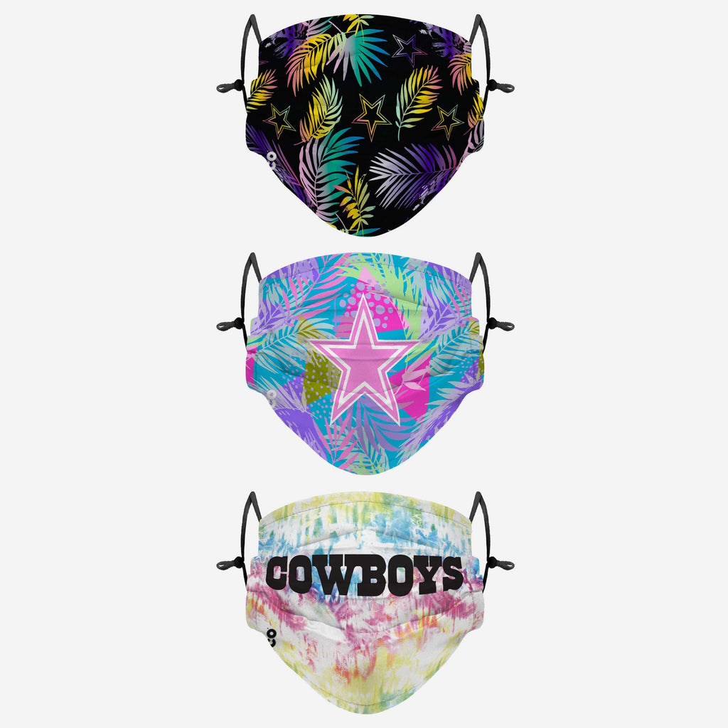 Dallas Cowboys Neon Floral 3 Pack Face Cover FOCO - FOCO.com