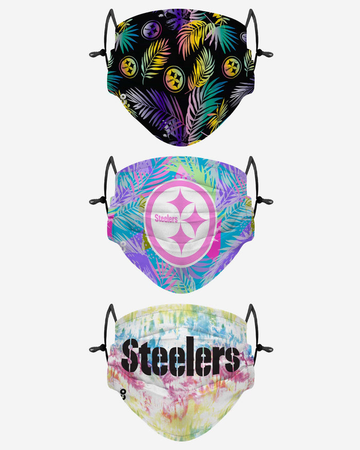Pittsburgh Steelers Neon Floral 3 Pack Face Cover FOCO - FOCO.com
