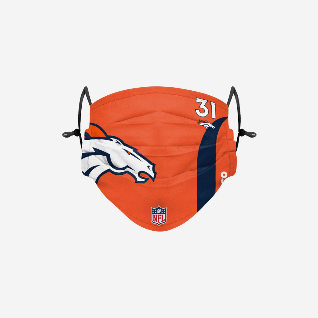 Justin Simmons Denver Broncos On-Field Sideline Logo Face Cover FOCO - FOCO.com