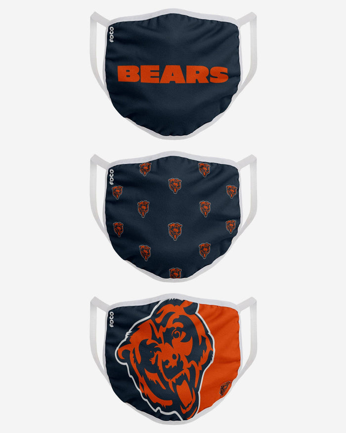 Chicago Bears 3 Pack Face Cover FOCO - FOCO.com
