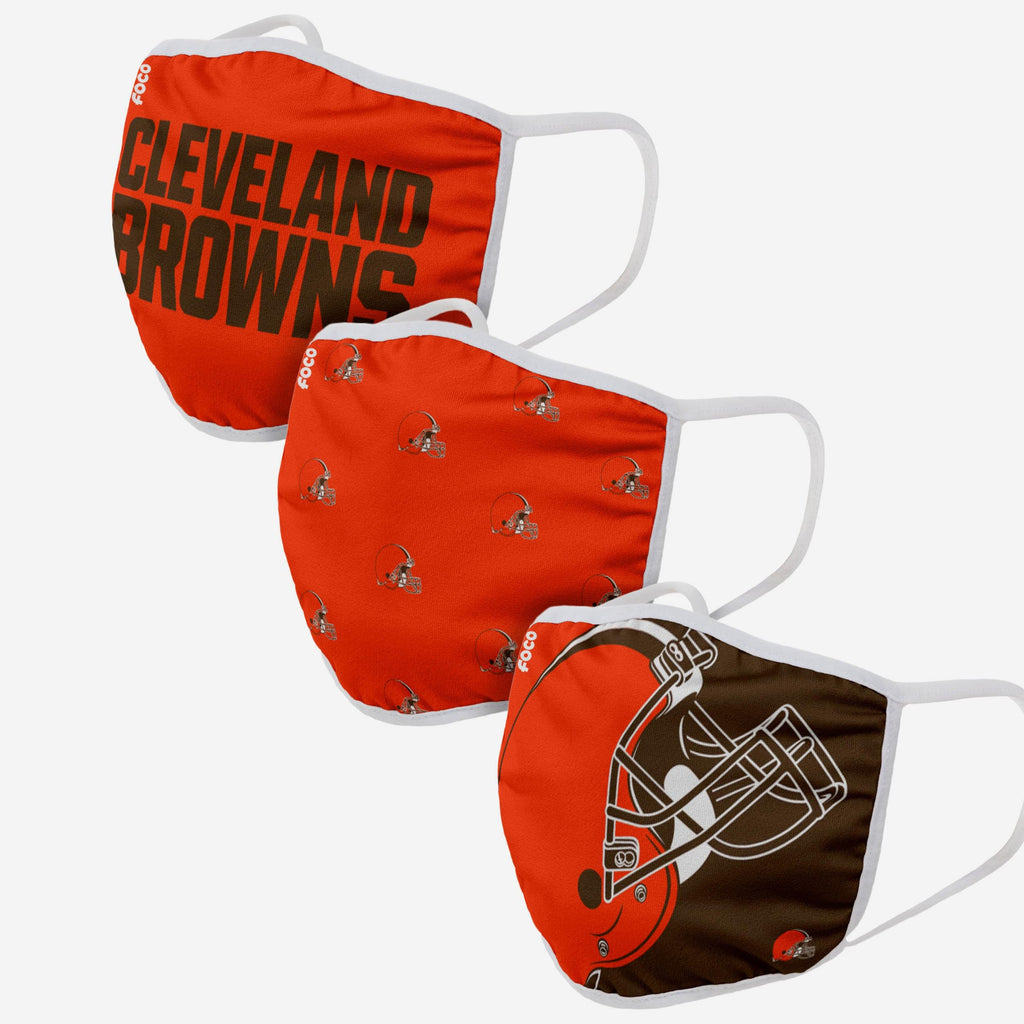 Cleveland Browns 3 Pack Face Cover FOCO Adult - FOCO.com