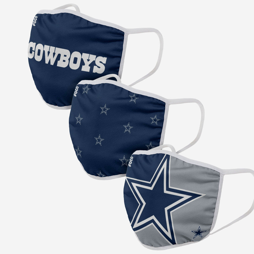 Dallas Cowboys 3 Pack Face Cover FOCO Adult - FOCO.com