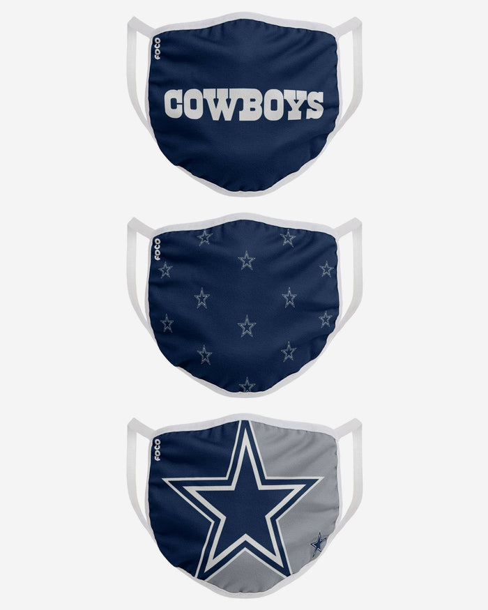 Dallas Cowboys 3 Pack Face Cover FOCO - FOCO.com