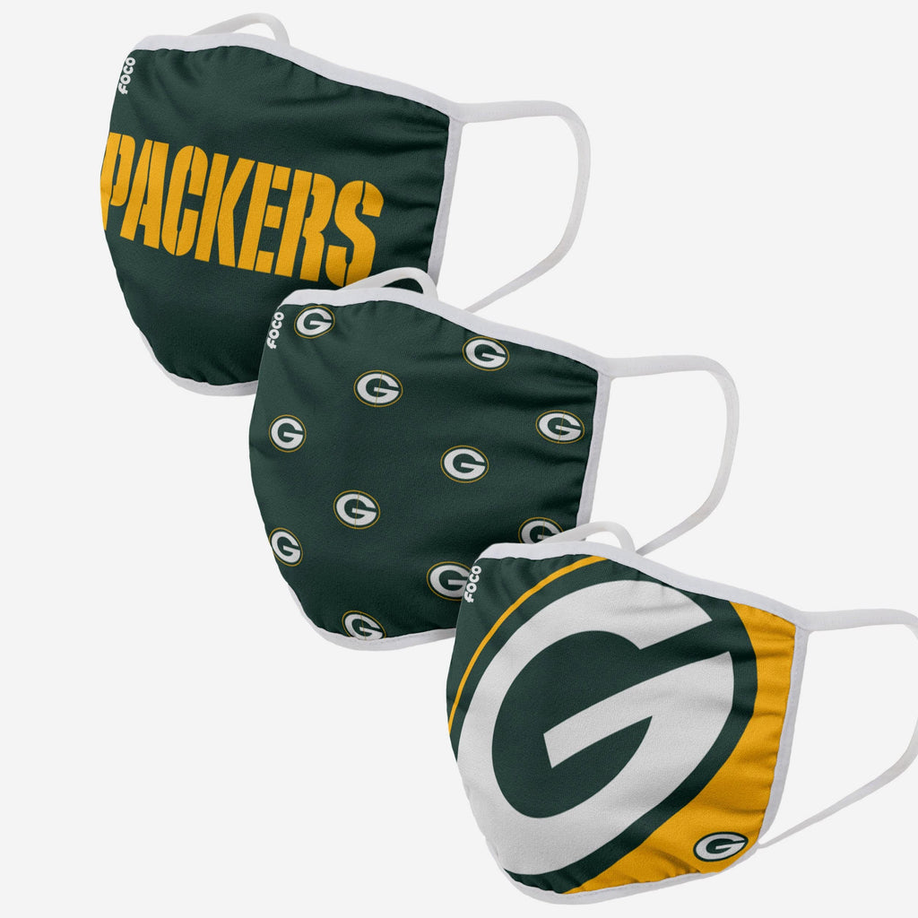 Green Bay Packers 3 Pack Face Cover FOCO Adult - FOCO.com