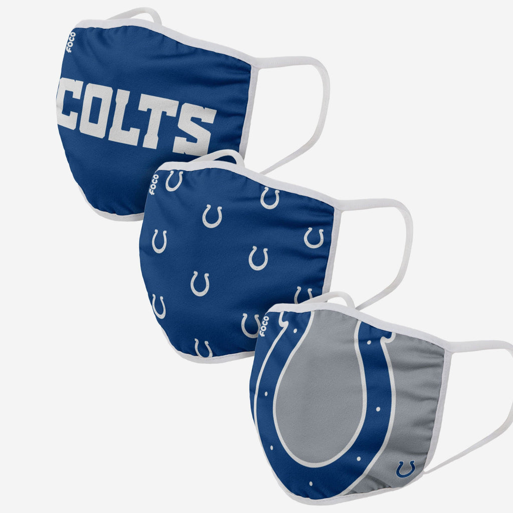 Indianapolis Colts 3 Pack Face Cover FOCO Adult - FOCO.com