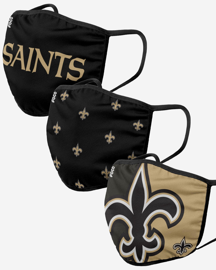 New Orleans Saints 3 Pack Face Cover FOCO Adult - FOCO.com