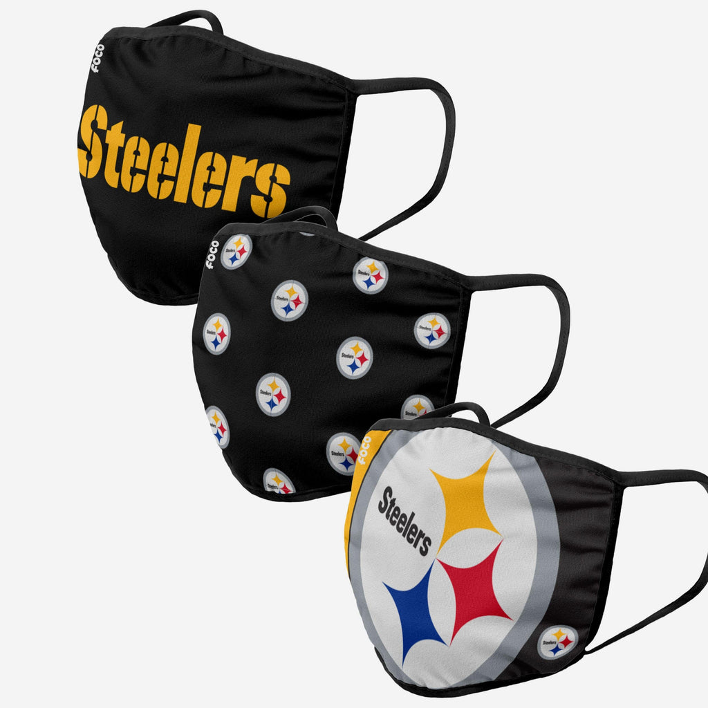 Pittsburgh Steelers 3 Pack Face Cover FOCO Adult - FOCO.com