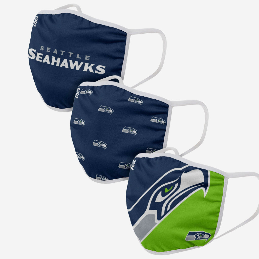 Seattle Seahawks 3 Pack Face Cover FOCO Adult - FOCO.com