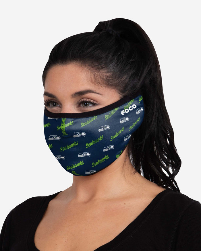 Seattle Seahawks Repeat Script Earband Face Cover FOCO - FOCO.com