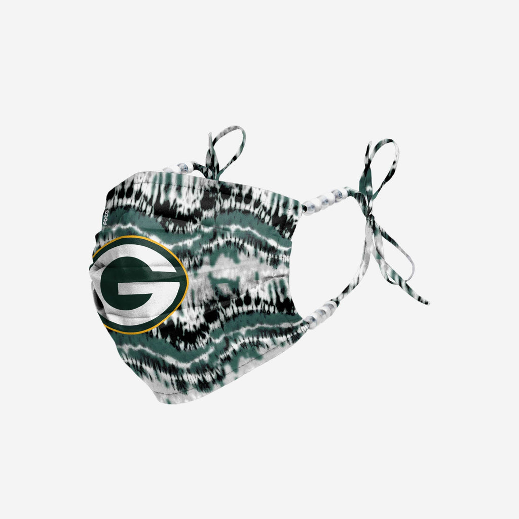 Green Bay Packers Tie-Dye Beaded Tie-Back Face Cover FOCO - FOCO.com