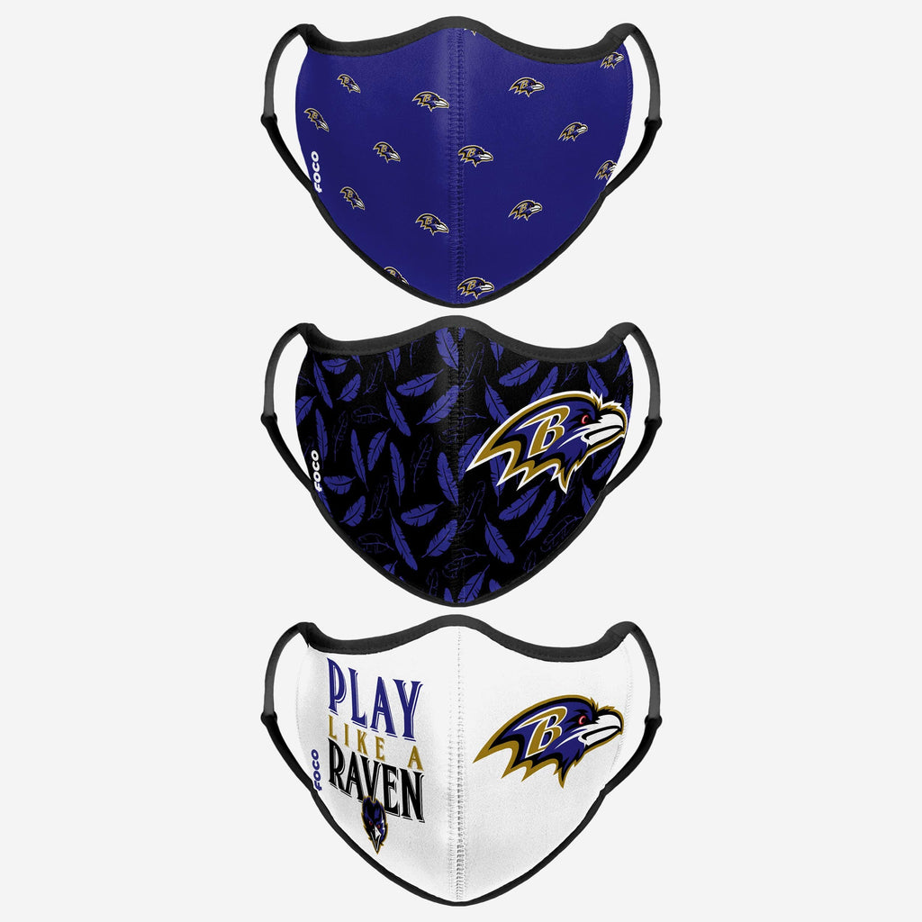 Baltimore Ravens Thematic Sport 3 Pack Face Cover FOCO - FOCO.com