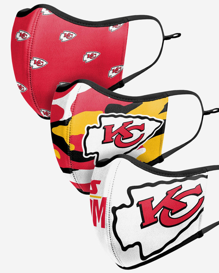 Kansas City Chiefs Thematic Sport 3 Pack Face Cover FOCO - FOCO.com