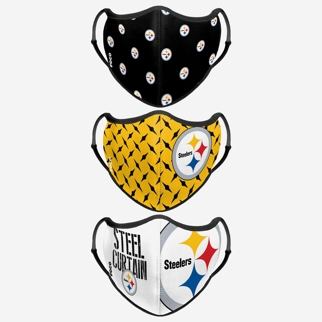 Pittsburgh Steelers Thematic Sport 3 Pack Face Cover FOCO - FOCO.com
