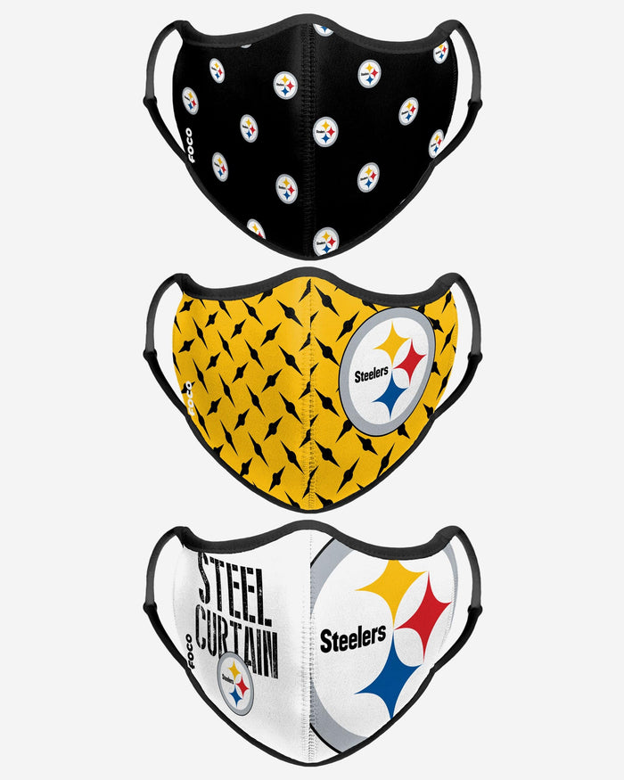 Pittsburgh Steelers Thematic Sport 3 Pack Face Cover FOCO - FOCO.com