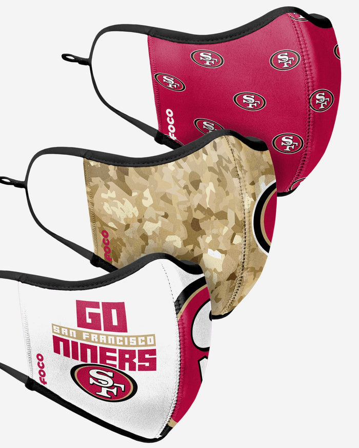 San Francisco 49ers Thematic Sport 3 Pack Face Cover FOCO - FOCO.com