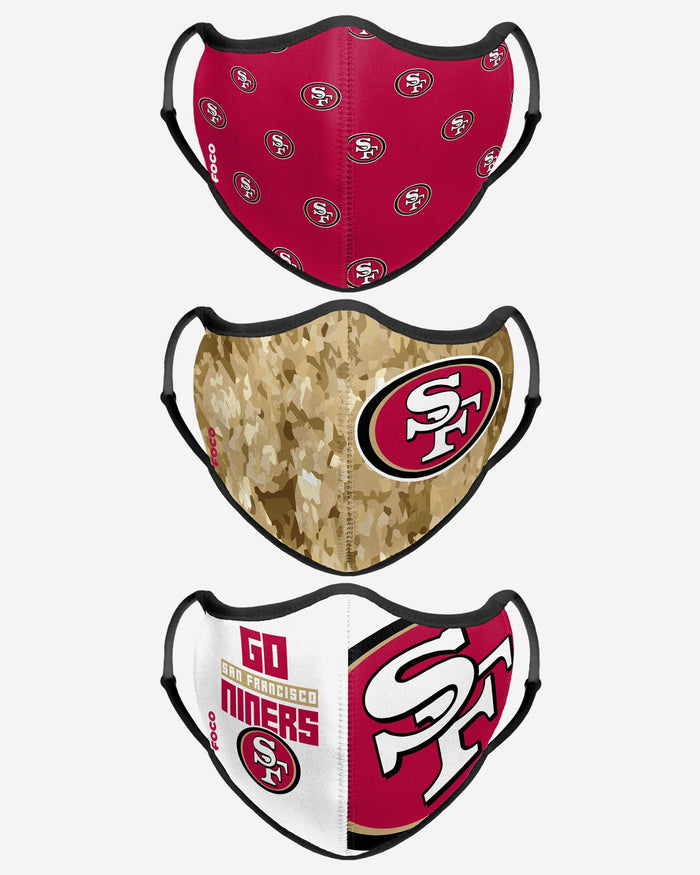 San Francisco 49ers Thematic Sport 3 Pack Face Cover FOCO - FOCO.com