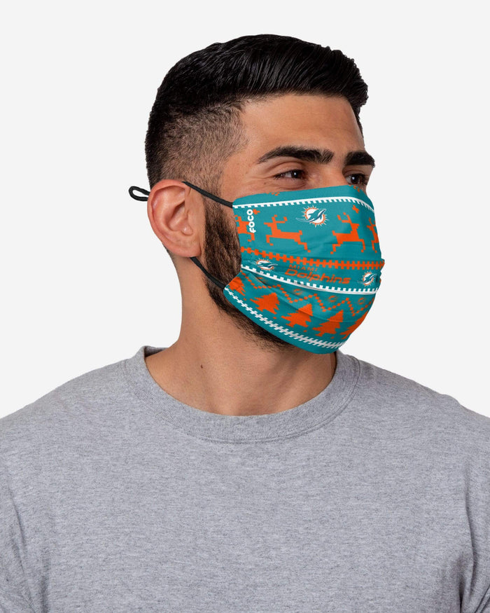 Miami Dolphins Wordmark Holiday Adjustable Face Cover FOCO - FOCO.com