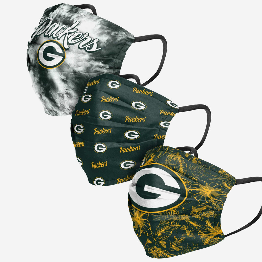 Green Bay Packers Womens Matchday 3 Pack Face Cover FOCO - FOCO.com