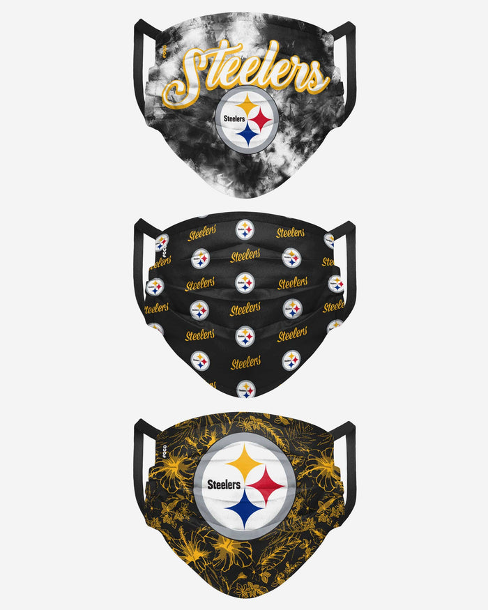 Pittsburgh Steelers Womens Matchday 3 Pack Face Cover FOCO - FOCO.com