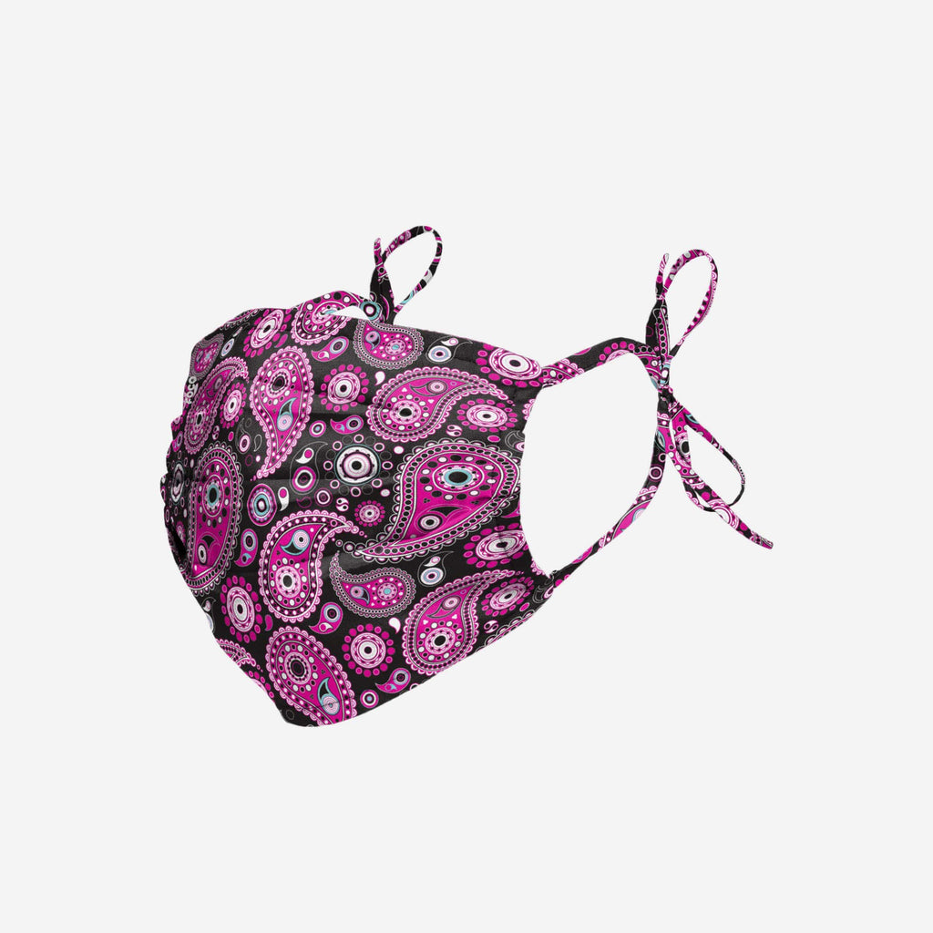 Pleated Pink Paisley Tie-Back Face Cover FOCO - FOCO.com
