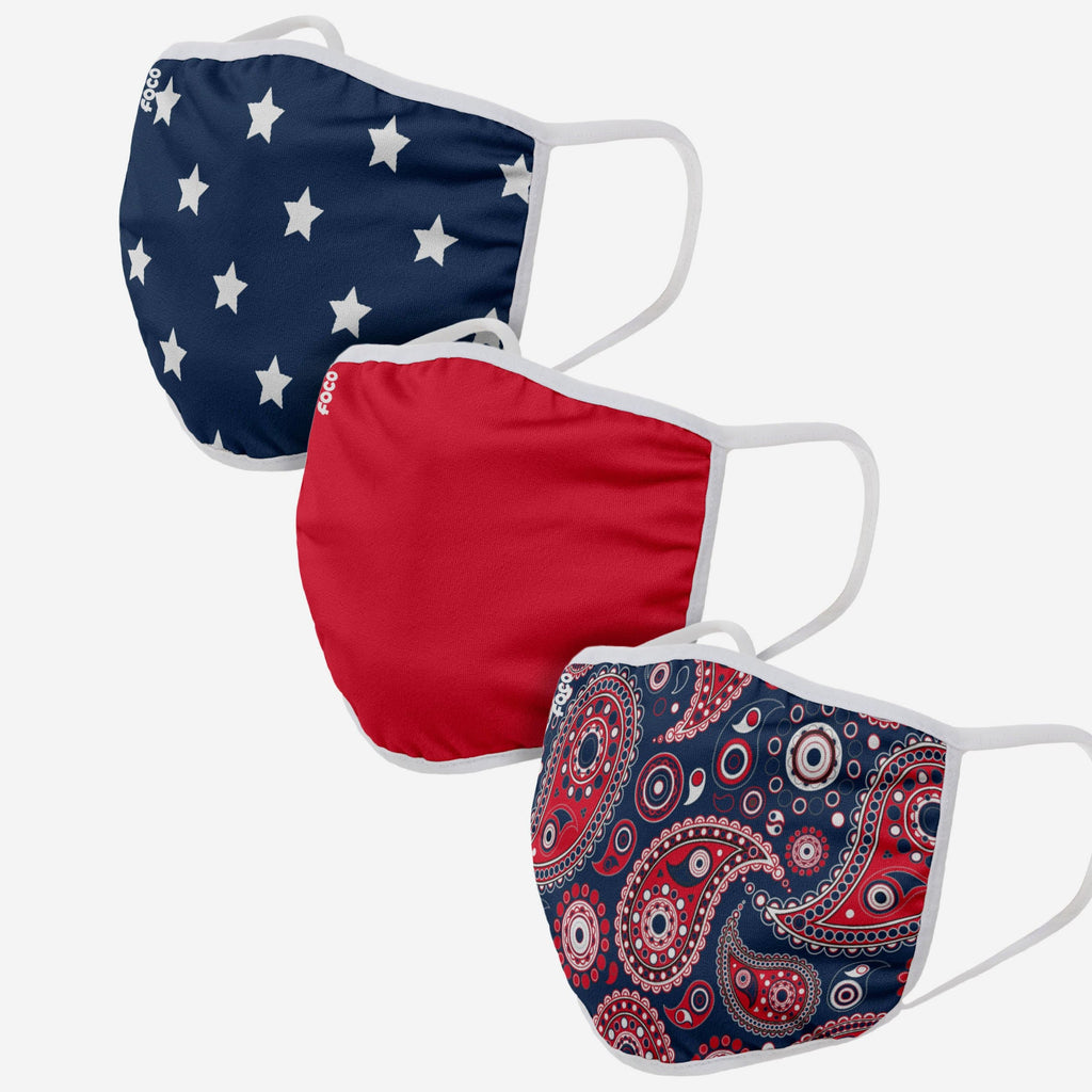 Red White & Blue 3 Pack Face Cover FOCO - FOCO.com