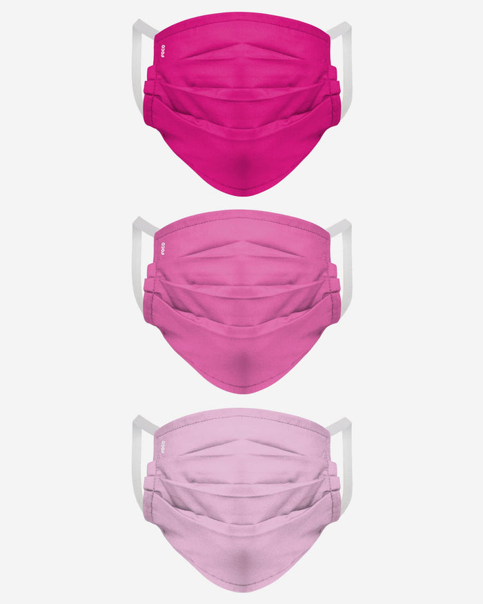 Solid Pinks Pleated 3 Pack Face Cover FOCO - FOCO.com