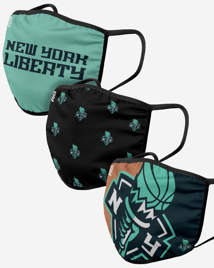 New York Liberty 3 Pack Face Cover FOCO - FOCO.com