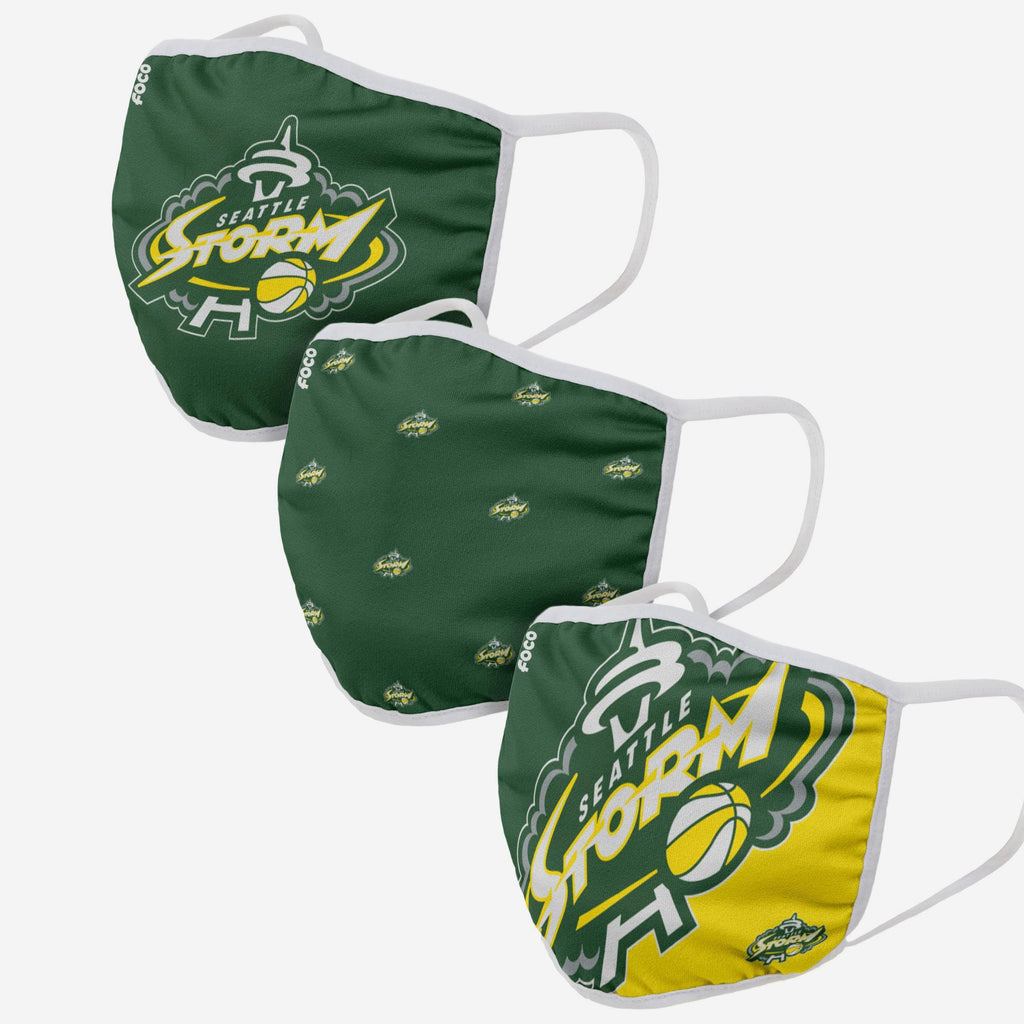 Seattle Storm 3 Pack Face Cover FOCO - FOCO.com