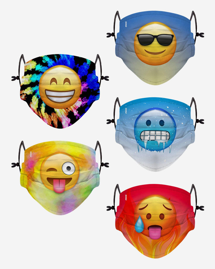Thematic Emoji Youth Adjustable 5 Pack Face Cover FOCO - FOCO.com