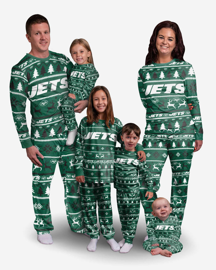 New York Jets Youth Family Holiday Pajamas FOCO - FOCO.com
