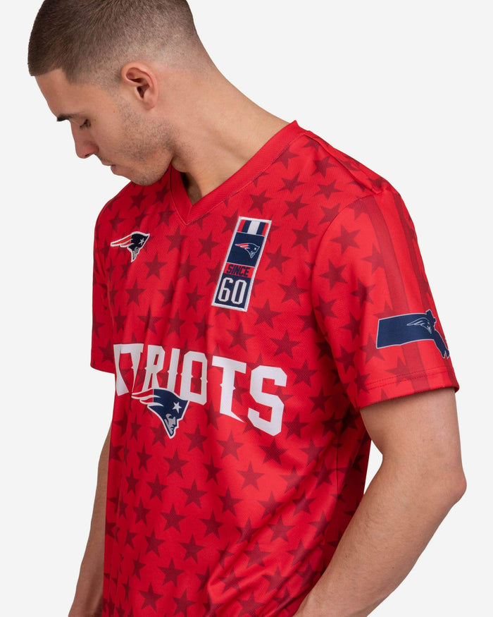 New England Patriots Short Sleeve Soccer Style Jersey FOCO - FOCO.com