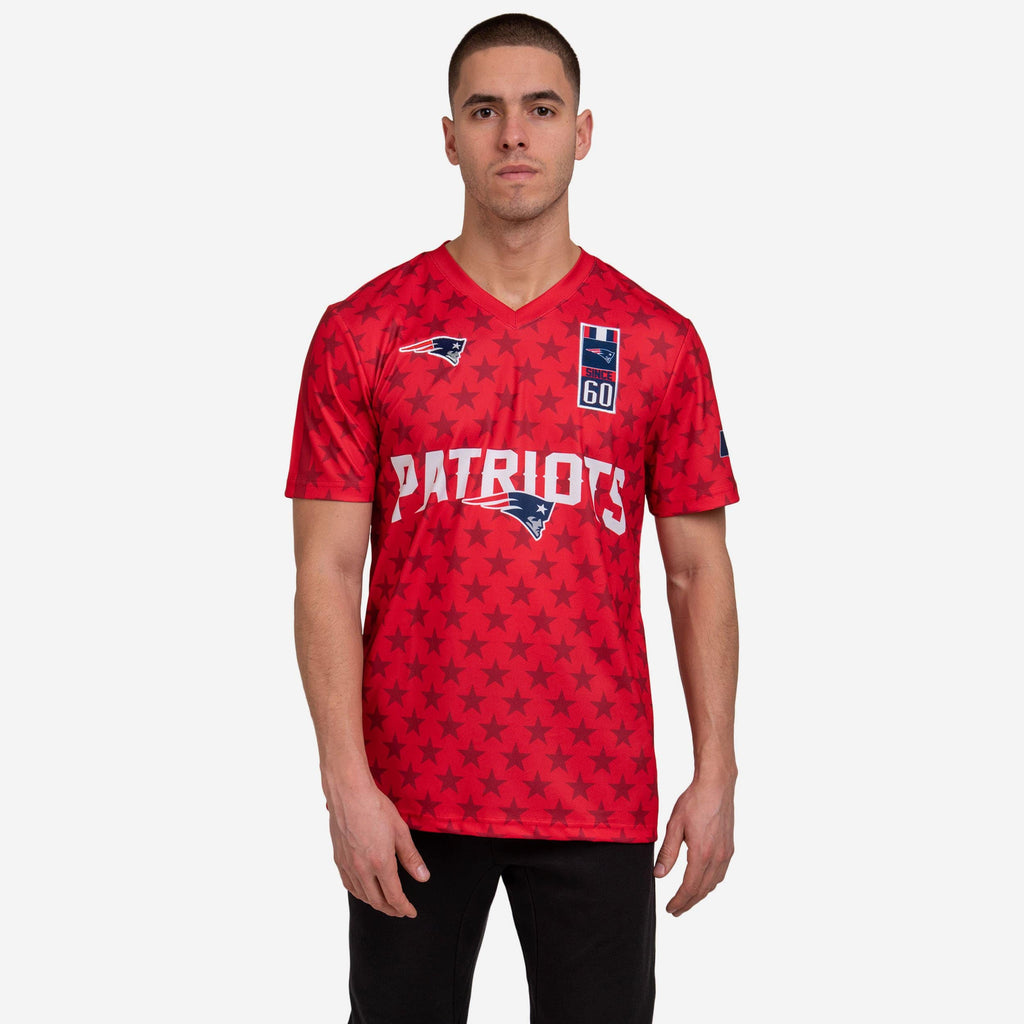 New England Patriots Short Sleeve Soccer Style Jersey FOCO S - FOCO.com