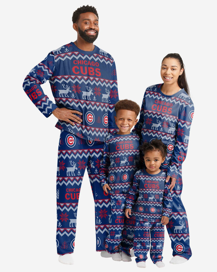 Chicago Cubs Mens Ugly Pattern Family Holiday Pajamas FOCO - FOCO.com