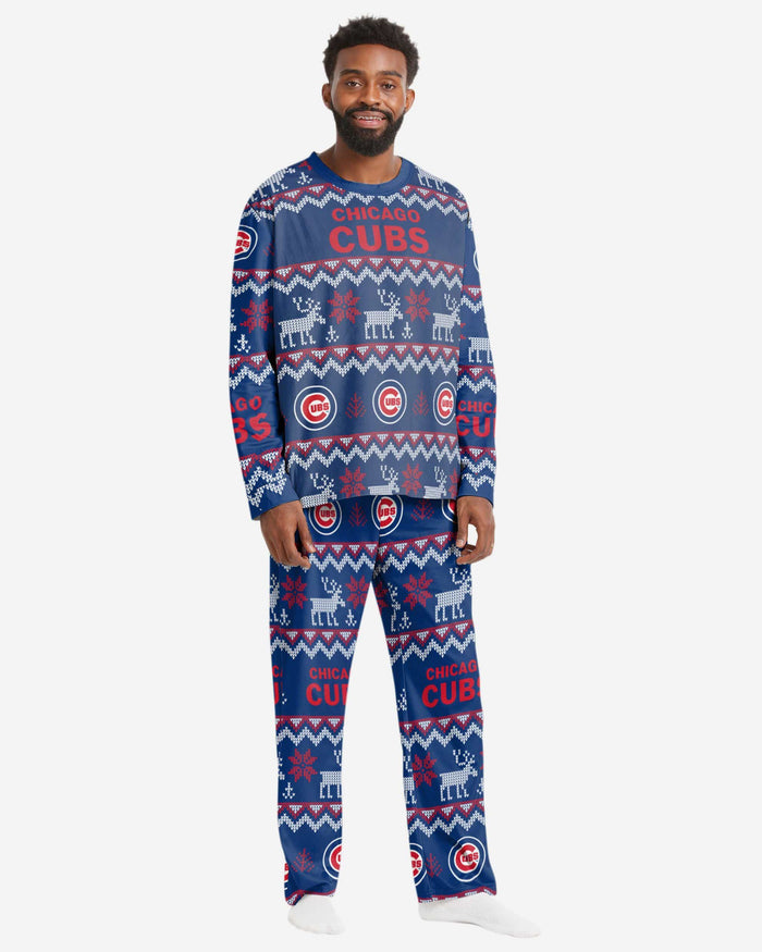 Chicago Cubs Mens Ugly Pattern Family Holiday Pajamas FOCO S - FOCO.com