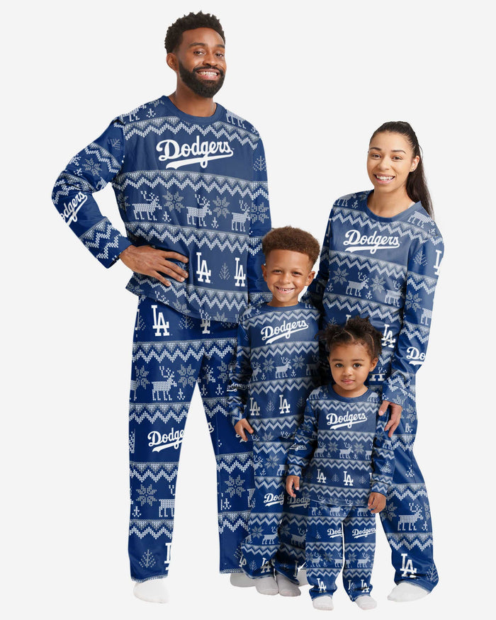 Los Angeles Dodgers Mens Ugly Pattern Family Holiday Pajamas FOCO - FOCO.com