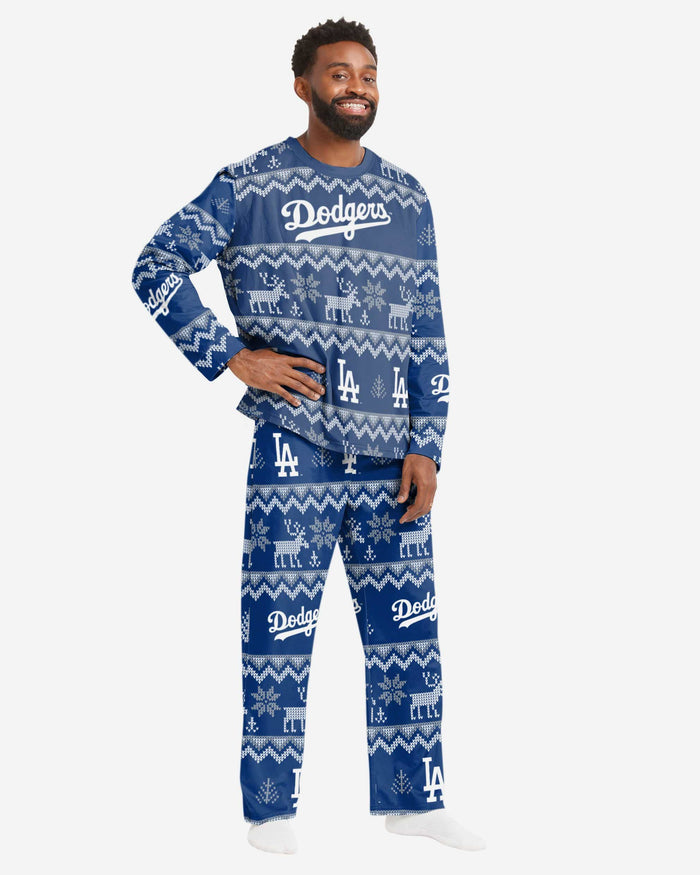 Los Angeles Dodgers Mens Ugly Pattern Family Holiday Pajamas FOCO S - FOCO.com