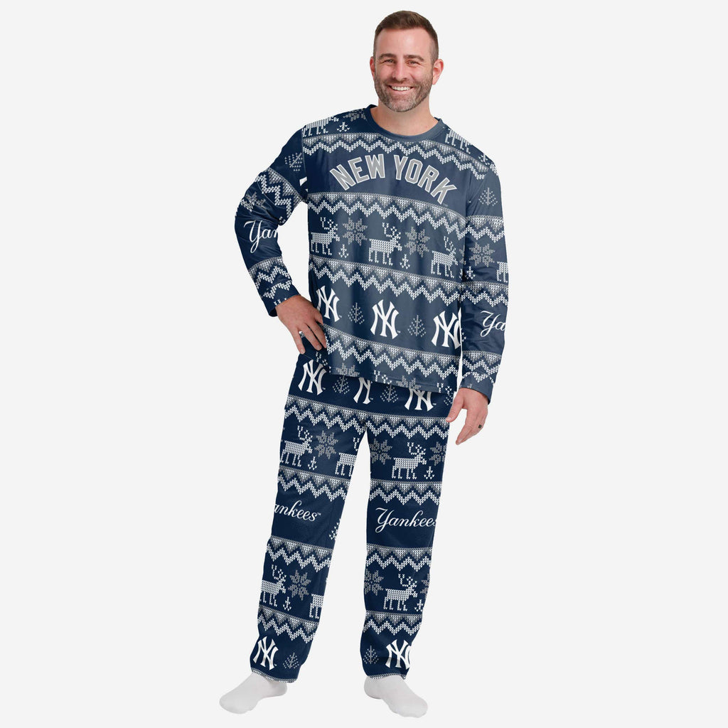 New York Yankees Mens Ugly Pattern Family Holiday Pajamas FOCO S - FOCO.com