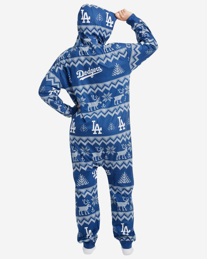 Los Angeles Dodgers Ugly Pattern One Piece Pajamas FOCO - FOCO.com