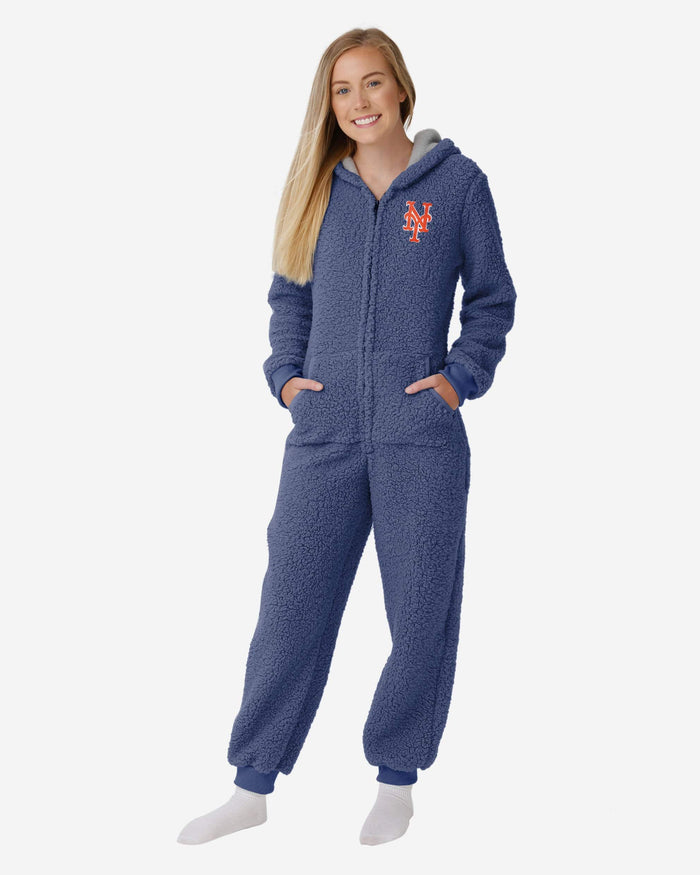 New York Mets Womens Sherpa One Piece Pajamas FOCO S - FOCO.com