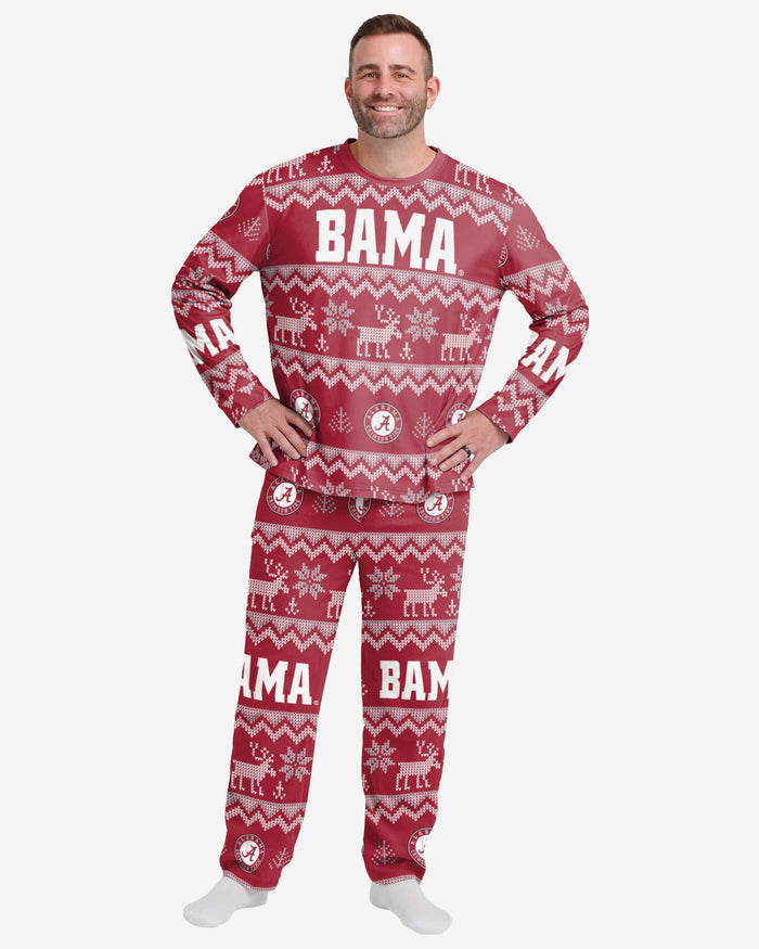 Alabama Crimson Tide Mens Ugly Pattern Family Holiday Pajamas FOCO S - FOCO.com