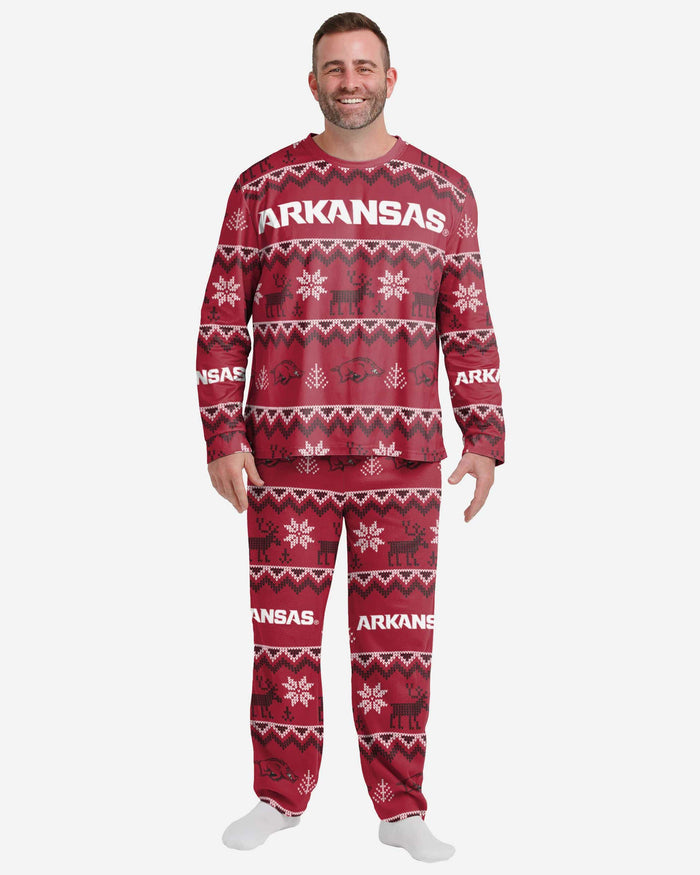 Arkansas Razorbacks Mens Ugly Pattern Family Holiday Pajamas FOCO S - FOCO.com