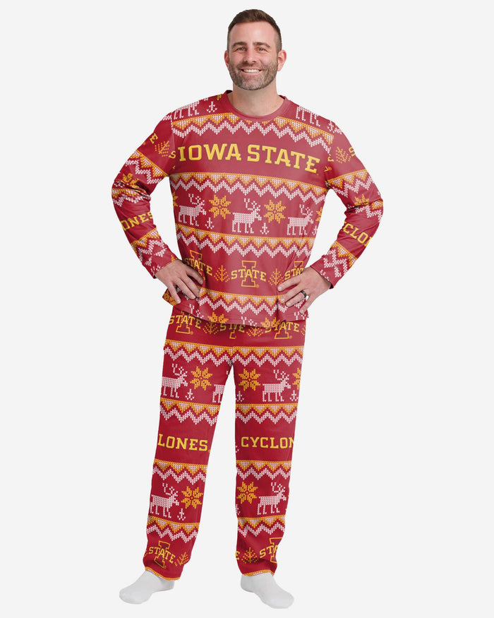Iowa State Cyclones Mens Ugly Pattern Family Holiday Pajamas FOCO S - FOCO.com