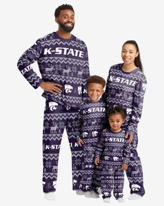 Kansas State Wildcats Mens Ugly Pattern Family Holiday Pajamas FOCO - FOCO.com