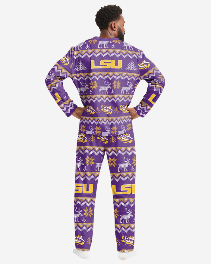 LSU Tigers Mens Ugly Pattern Family Holiday Pajamas FOCO - FOCO.com