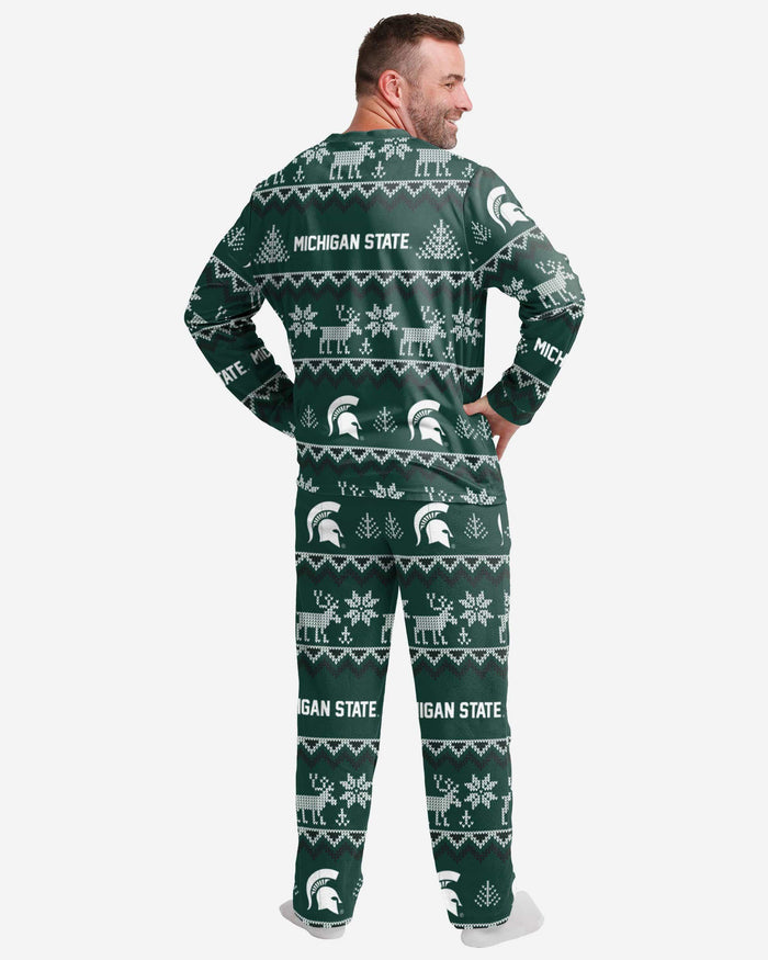 Michigan State Spartans Mens Ugly Pattern Family Holiday Pajamas FOCO - FOCO.com